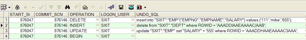 oracle 10g flashback version query 和 flashback transaction query實驗