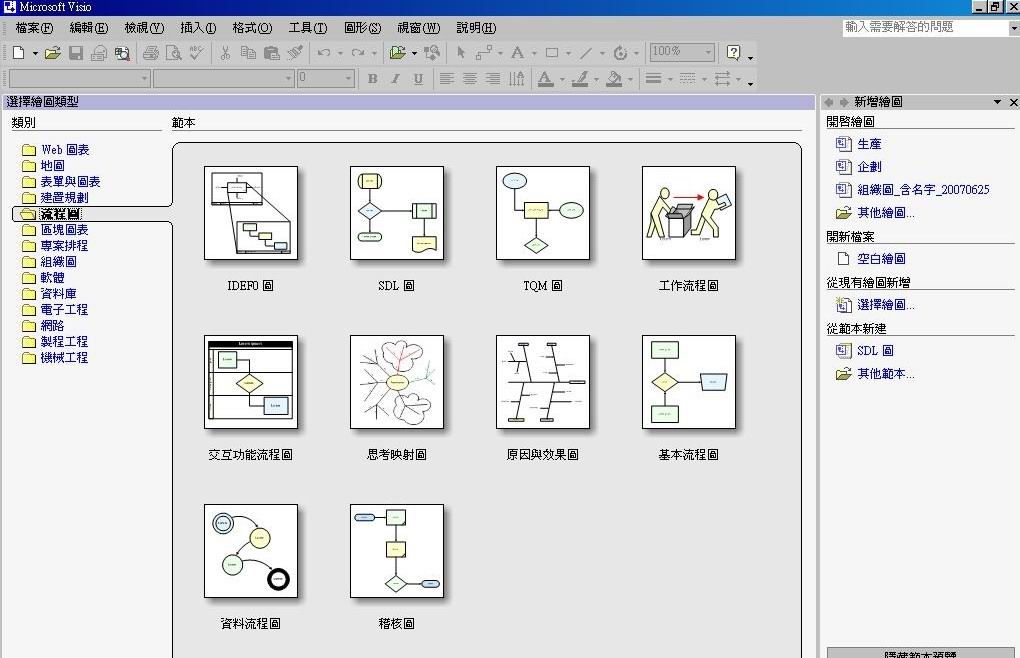 寻找visio流程图模板